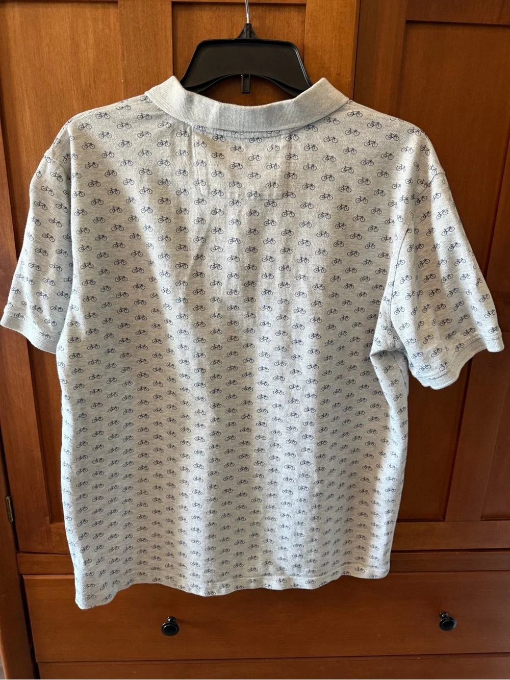 Banana Republic Gray Organic Cotton Pique Polo Shirt | Men's L Navy Bike Print